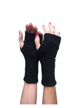 One size double layer fingerless glove in black