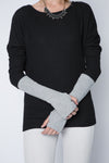  Long Fingerless Glove Single Layer Sweater Jersey in Gray Heather