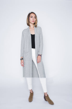 New! Open Front Cardigan Mid Length with Pockets
