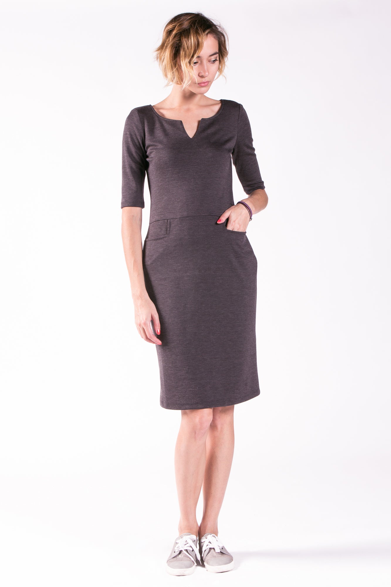 Business Casual Work Dress with Side Pockets