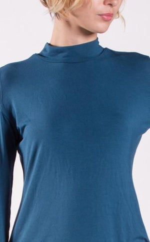 Fitted Long Sleeve Mock Neck Top in Soft Modal Jersey.