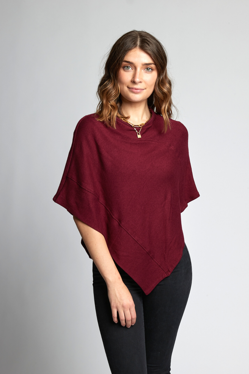 Maroon clearance poncho sweater