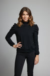 Light-weight long puff sleeve cotton/spandex french terry sweatshirt. 