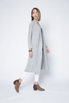 Long Sweater Cardigan with Shawl Collar In Heather Gray