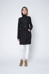 Sherry Botton Straight Collar Merino Wool Coat with Front Pockets