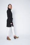 Sherry Botton Straight Collar Merino Wool Coat with Front Pockets