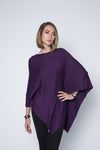 Ultra soft and lightweight one size asymmetrical poncho sweater wrap.