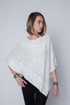 Ultra soft and lightweight one size asymmetrical poncho sweater wrap.