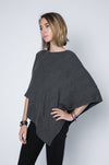 Ultra soft and lightweight one size asymmetrical poncho sweater wrap.