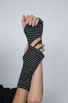 One size double layer fingerless glove in charcoal gray