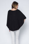 One Size Kimono Sleeve Poncho Sweater Wrap with Symmetrical Bottom.