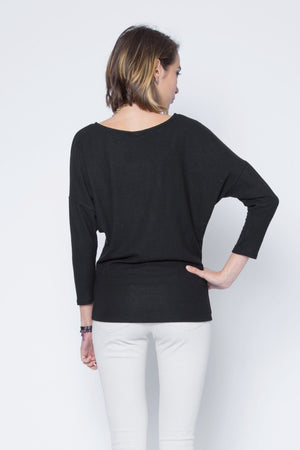 Quarter Sleeve Dolman Top in Ultra Soft Cashmere Feel and Lightweight Jersey.