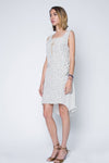 Polka Dot Chiffon High-Low Dress with Waistband