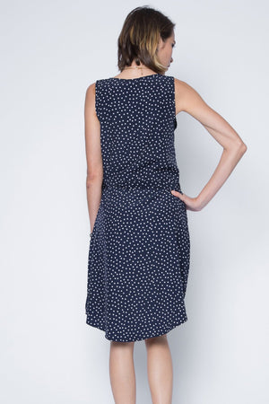 Polka Dot Chiffon High-Low Dress with Waistband