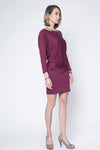 Quarter sleeve dolman style dress relax fit in wine color modal jersey