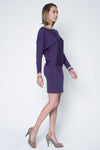 Quarter sleeve dolman style dress relax fit in purple color modal jersey