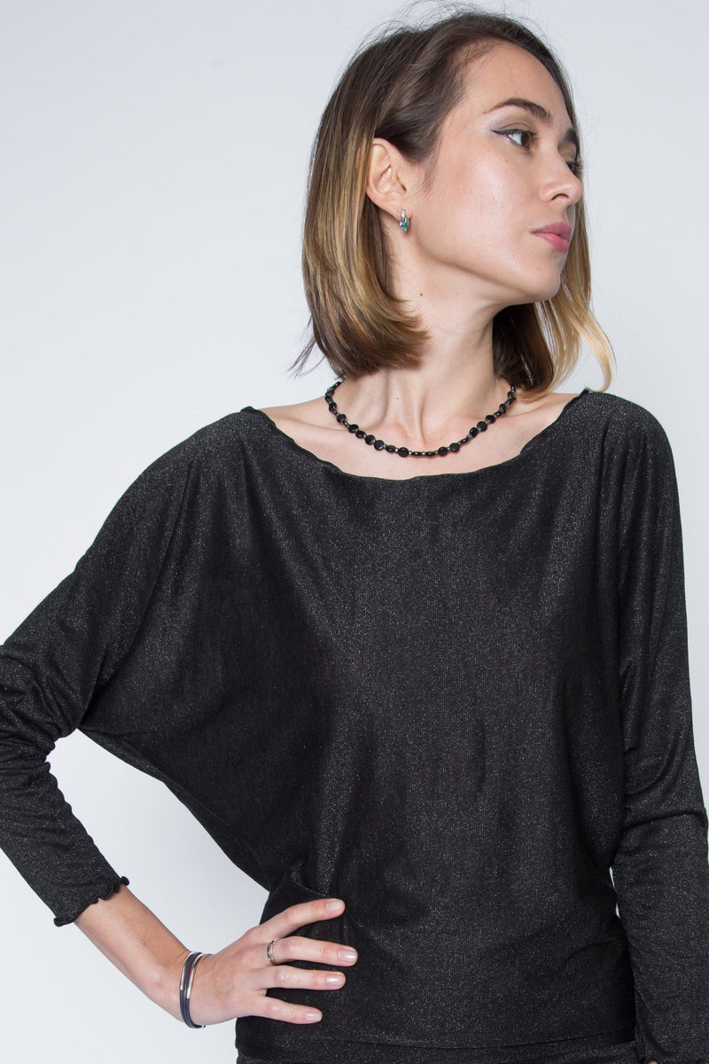 wine dolman top with sparkle