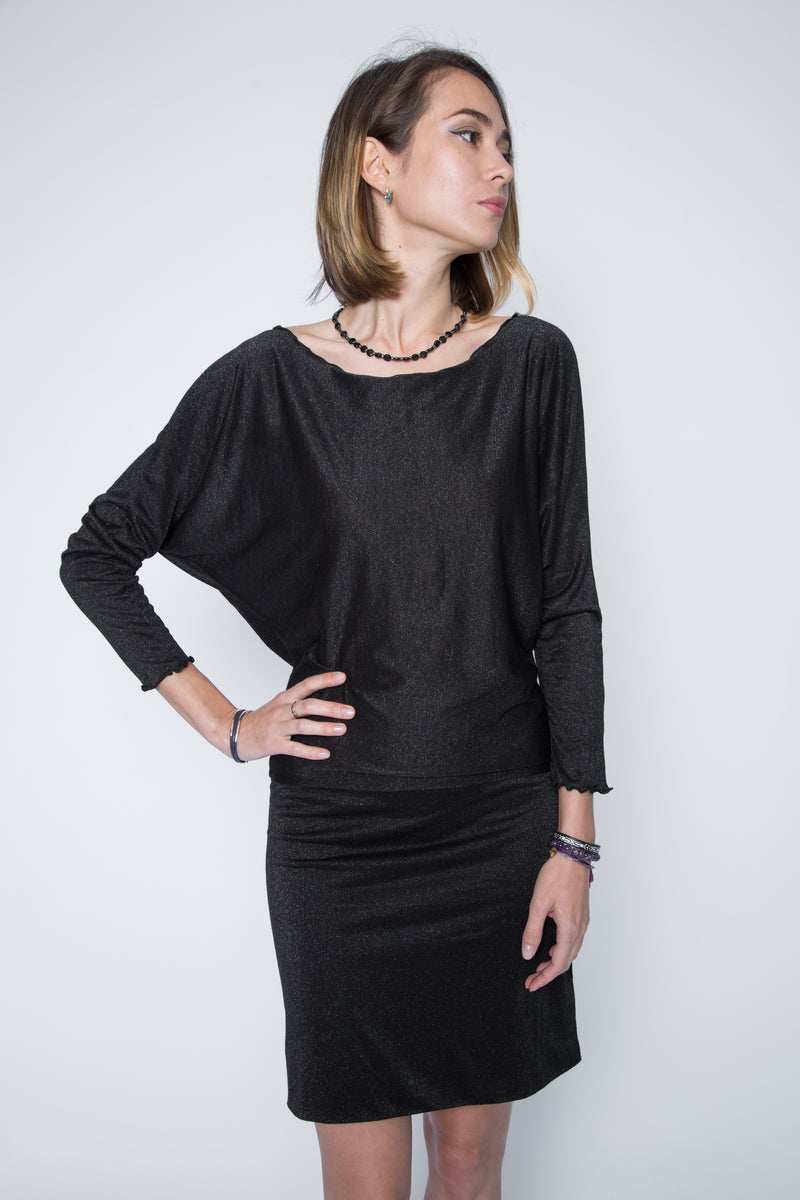 black dolman dress in relax fit sleeve