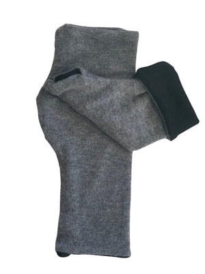 One size reversible sweater fingerless glove in charcoal and black