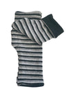 One size reversible sweater fingerless glove in charcoal stripe and black