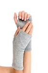 One size double layer fingerless glove in gray heather