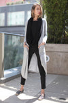 Long Sweater Cardigan with Shawl Collar In Heather Gray