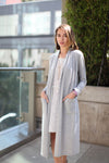 Long Sweater Cardigan with Shawl Collar In Heather Gray