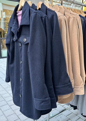 New! Soft Merino Wool Blend Shirt Jacket