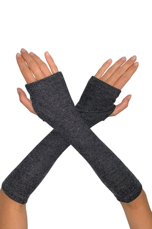  Long Fingerless Glove Single Layer Sweater Jersey in Charcoal
