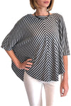 One Size Kimono Sleeve Poncho Sweater Wrap with Symmetrical Bottom.