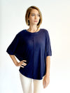 One Size Kimono Sleeve Poncho Sweater Wrap with Symmetrical Bottom.