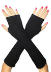  Long Fingerless Glove Single Layer Sweater Jersey in Black