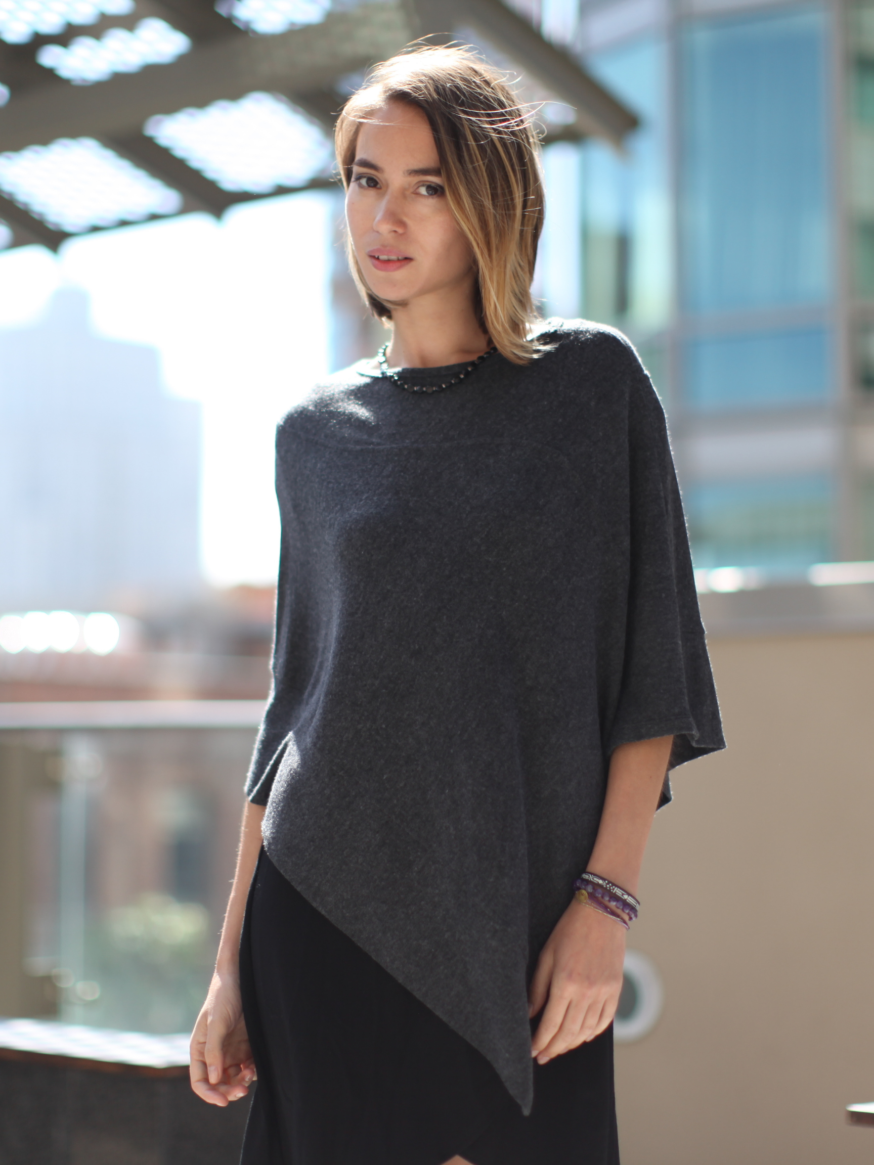 Grey 2025 poncho sweater
